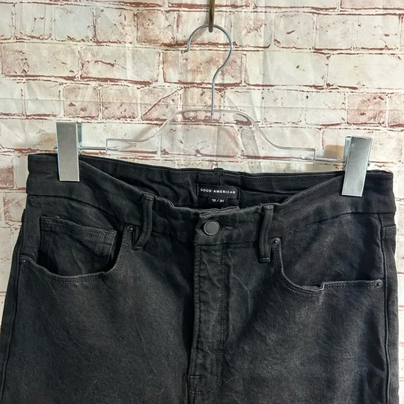 Good American Good Boy Twisted Slit Straight Leg Jeans Size 12/31 - Picture 4 of 8